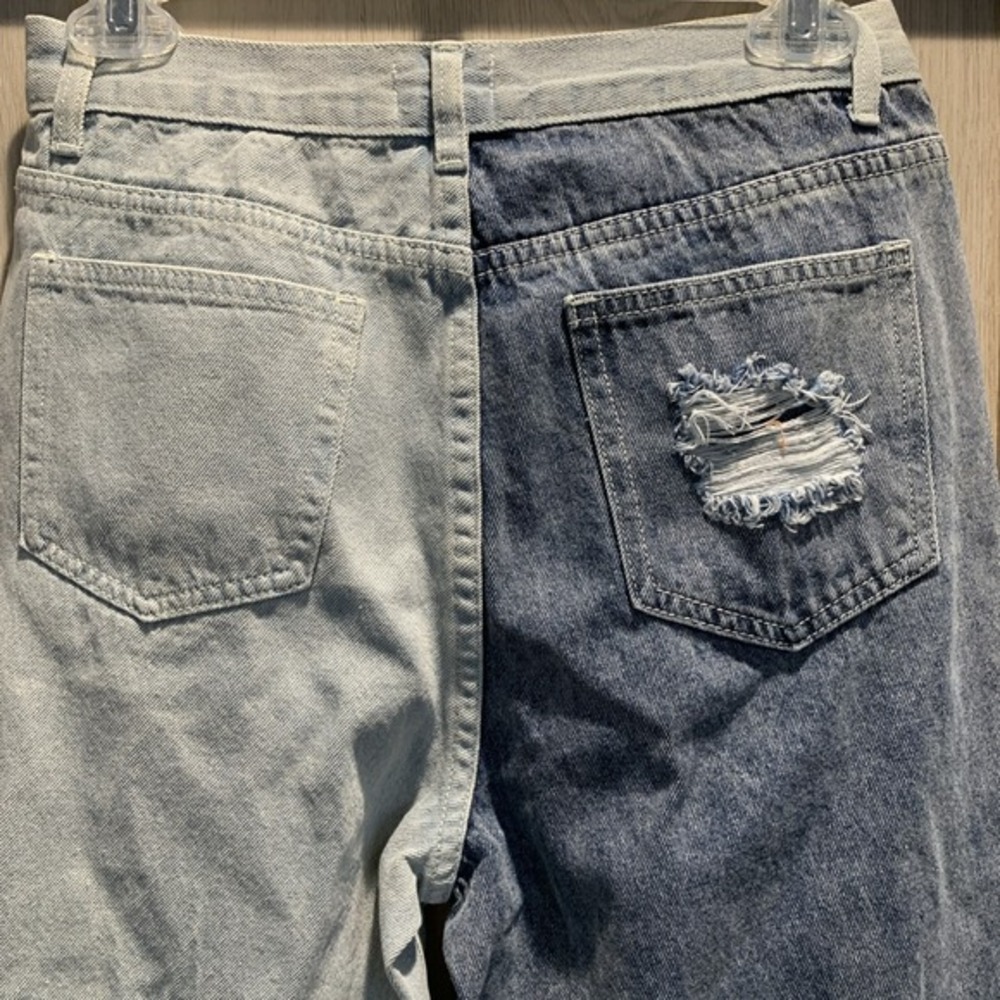 Pol Two-Tone Distressed Denim Ankle Length Jeans Size S NWOT - Picture 6 of 8
